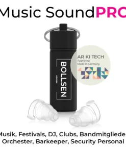 BOLLSEN Gehörschutz Music SoundPRO AR KI TECH- Music, Festivals, DJ, Clubs, Bandmitglieder, Orchester, Barkeeper, Security Personal